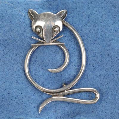 sterling cat brooch
