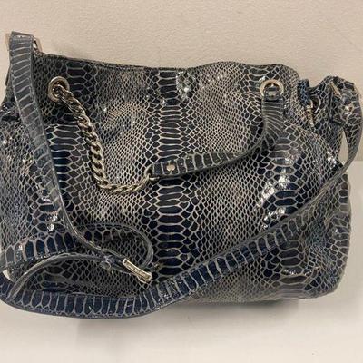 Michael Kors Blue Snakeskin Style Handbag
