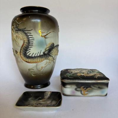 Lot of Vintage Japanese Moriage Dragonware