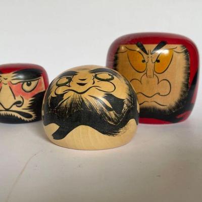 Lot of 3 Japanese Daruma Dolls
