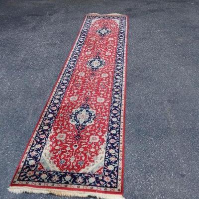 Hand Knotted Oriental Rug Runner, 12'
