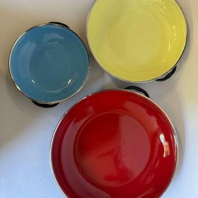 Vintage Emo Celje Enamelware, 3 Pieces
