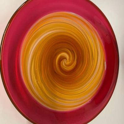 Thomas Ryder Studio Art Glass Platter, Eclipse, Signed
