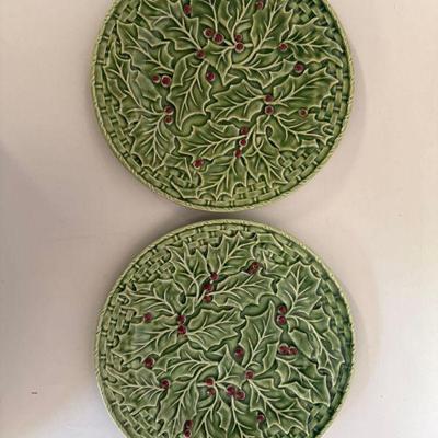 Pair of Bordallo Pinheiro Christmas Holly Plates
