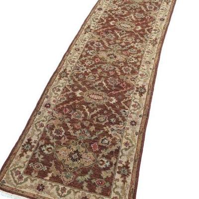 Hand Knotted Brown Peshawar Runner
