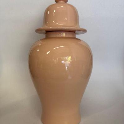 Pink/Peach Ceramic Ginger Jar, Made In Italy
