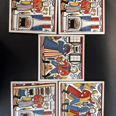Lot of 5 Vintage Berggren Tile Trivets
