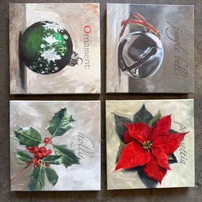 Lot of 4 Darren Gygi Home Collection Christmas Canvas Prints
