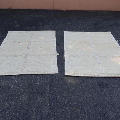 Pair of Vintage Cotton / Linen Blend Area Rugs, 4 x 6
