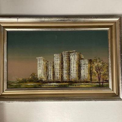 Custom Framed Reverse Painted Picture of Jefferson Medical College