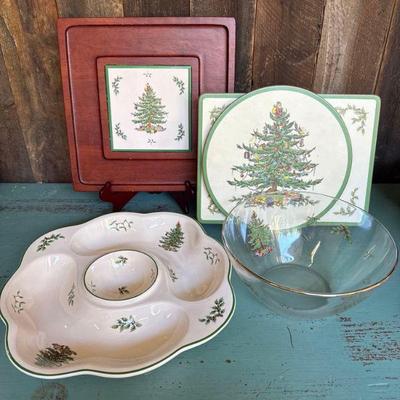 Lot of Spode Christmas Tree Serving Pieces
