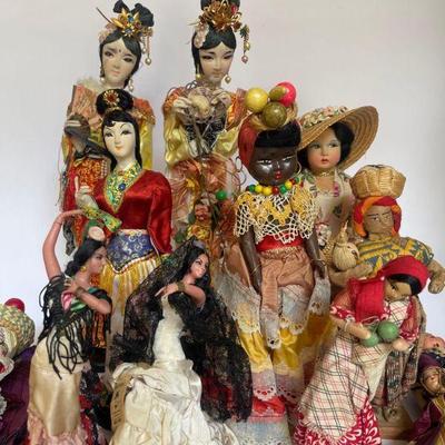 lot of Hand Made Dolls From All Around the World
