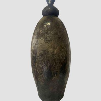 Lew Ayres Raku Pottery Vessel With Lid #2
