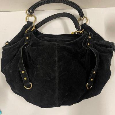 Black Suede Big Buddha Hobo Handbag
