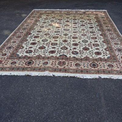 Hand Knotted Persian Kashan Wool Area Rug, 9 x 12
