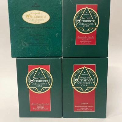 Lot of 4 Hallmark Collectors Club Ltd Edition Ornaments
