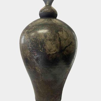 Lew Ayres Raku Pottery Vessel with Lid
