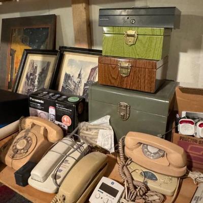 Vintage Phones & Metal Cash Boxes 