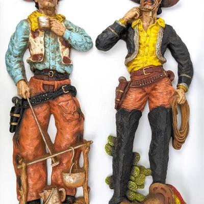 #179 • Pair 32" V. Kendrick Signed Wood Cowboy Hangings
