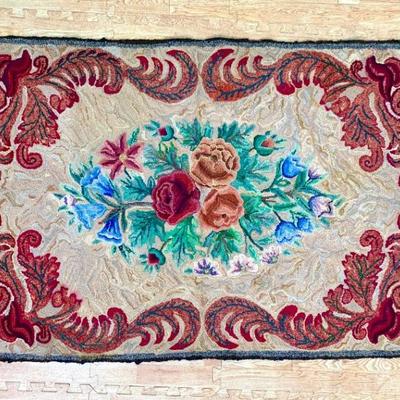 #96 • Antique American Hooked Rug - Rectanglar
