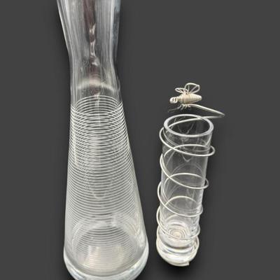 #180 • Calvin Klein Ribbed and Wire & Glass Vases
