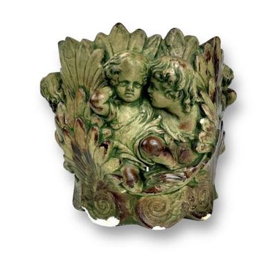 #8 • Antique Majolica Pot - Mother and Child Theme
