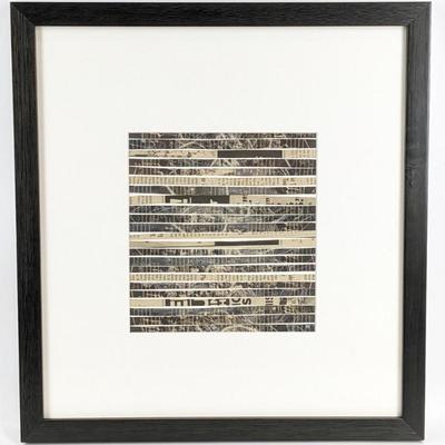 #63 • Anita Ophoven: "Journal" Framed Paper Collage, Signed
