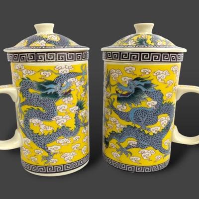 #71 • Pair You Shi Xuan Dragon Tea Infuser Mugs with Lids
