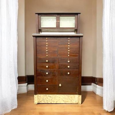 #165 • Antique Mahogony Dental Cabinet with Accessories
