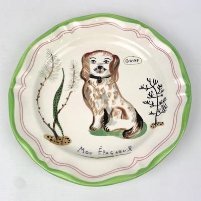 #86 • Anthropologie Nathalie Lete plate "Mon Epagnuel" 10inch
