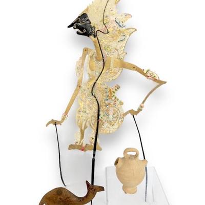 #113 • Folk Art Shadow Puppet, Anatolian Vessel and Metal Camel
