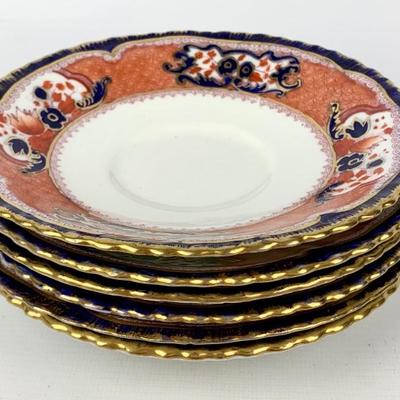 #88 • Six Crown Staffordshire China Saucers - Thomas Webb and Sons
