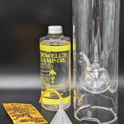 #97 • Wolford 12" Blown Glass Oil Lamp Set
