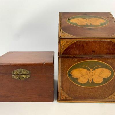 #75 • Two Antique Wood Trinket Boxes
