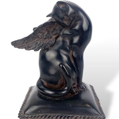 #69 • Antique 1900's Sculpture Angel Cat with Wings
