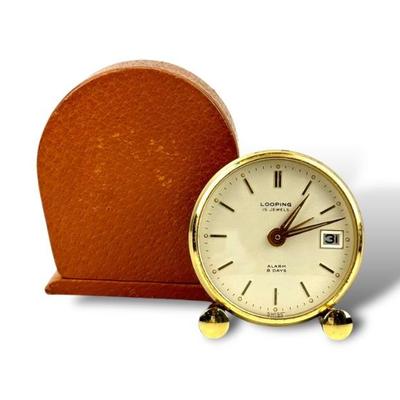 #30 • Swiss Looping 15 Jewels 8 Day Travel Alarm Clock

