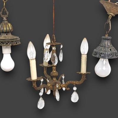 #162 • Vintage brass lights: Swag, Petit Chandelier, Ceiling
