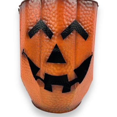 #4 • Halloween Jack-o-Lantern Large Decorative Tin Luminary
