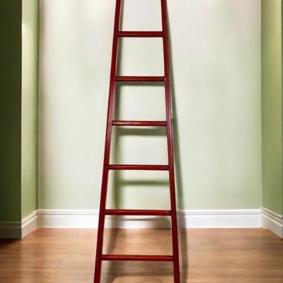 #176 • Vintage Chinese Red Lacquered Wood Ladder
