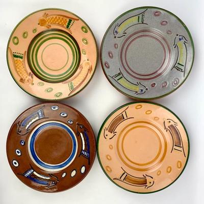 #116 • Four Finland Studio Handmade Plates with Modern Fish Design
