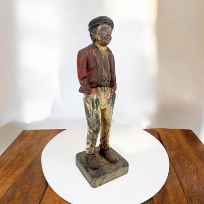 #103 • Antique Handmade Folk Art Young Man Sculpture c.1940's
