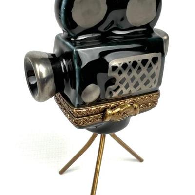 #136 • Limoges France “Movie Camera” Porcelain Trinket Box

