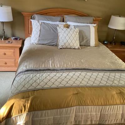 Queen set  headboard and nightstands ARE FOR SALE 
Mattress/box spring and linens SOLD