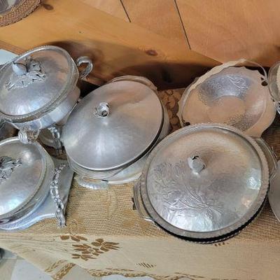 Hammered aluminum Serving Set