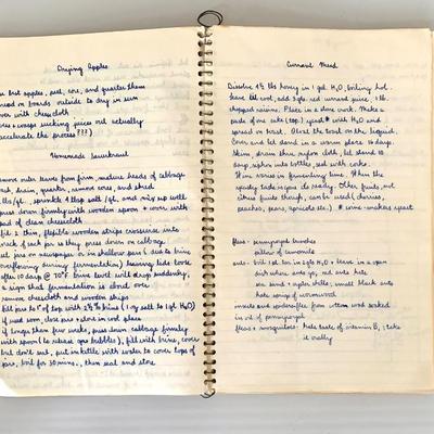 Hand written notebook w/ recipes and gardening