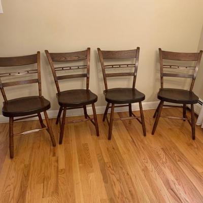 Set /4  antique rabbit ear plank seat chairs