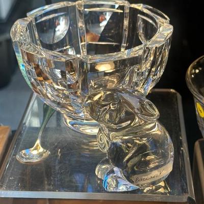 Orrefors dish and Baccarat bunny
