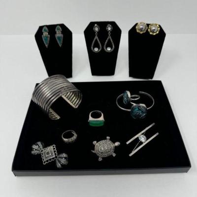Sterling Silver Earrings, Rings, Bracelets, & More (Over 195grams)	