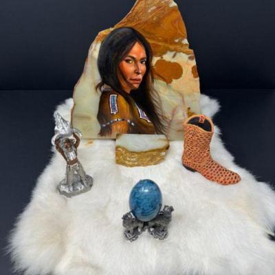 Native American Treasures: Hand Painted Stone, Native Figurine, & More	