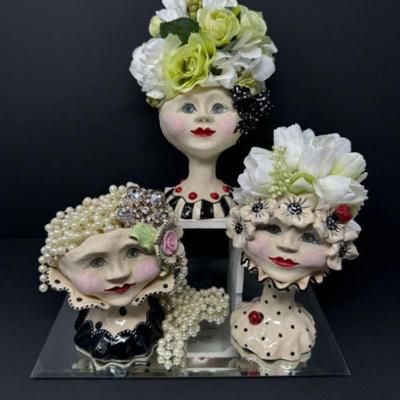 Handmade Ceramic Vase Heads by Cindy Teyro (Each One Valued At $150+)	
